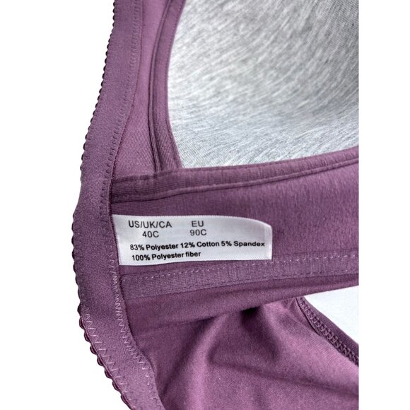Unbranded Womens Purple Floral Front Closure Bra Size 40C - Picture 5 of 8